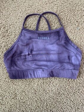 NOBULL Purple Tie-Dye High Neck Sports Bra with Double Straps